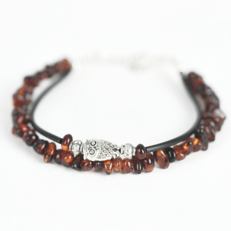 Bracciale Caucciù Inserto Gufo