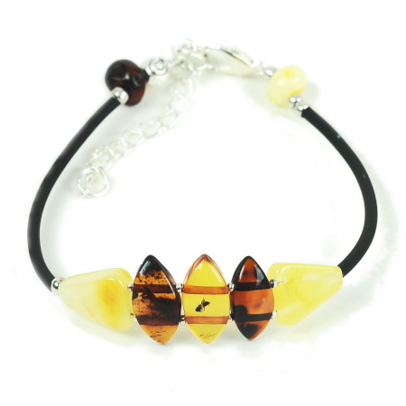 Bracciale Feeling Caucciù Elementi a Rombo
